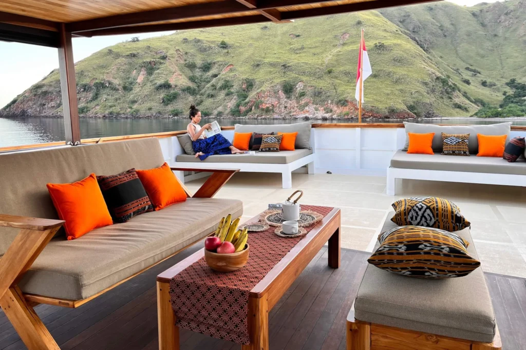 Guest relaxing on Coral Reef Safari boat