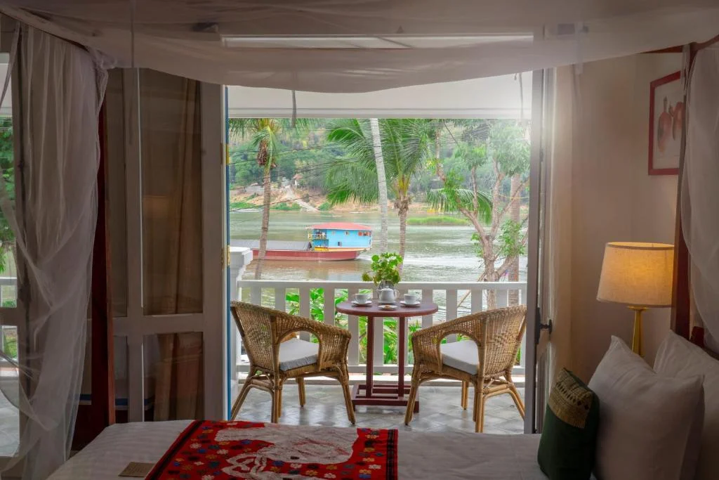 River view from bedroom at the belle rive hotel of Laung Prabanh Laos