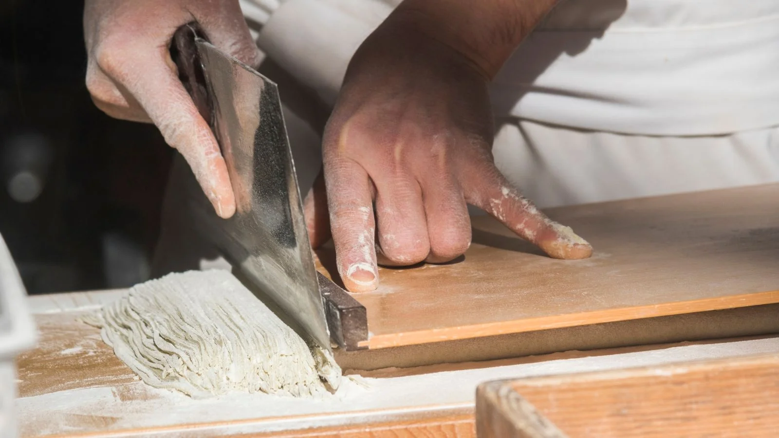soba cutting experience in Togakushi, Japan