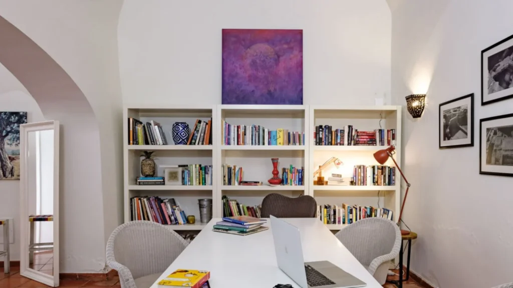 Inhouse library at Albergaria do Calvario hotel Evora, Portugal.