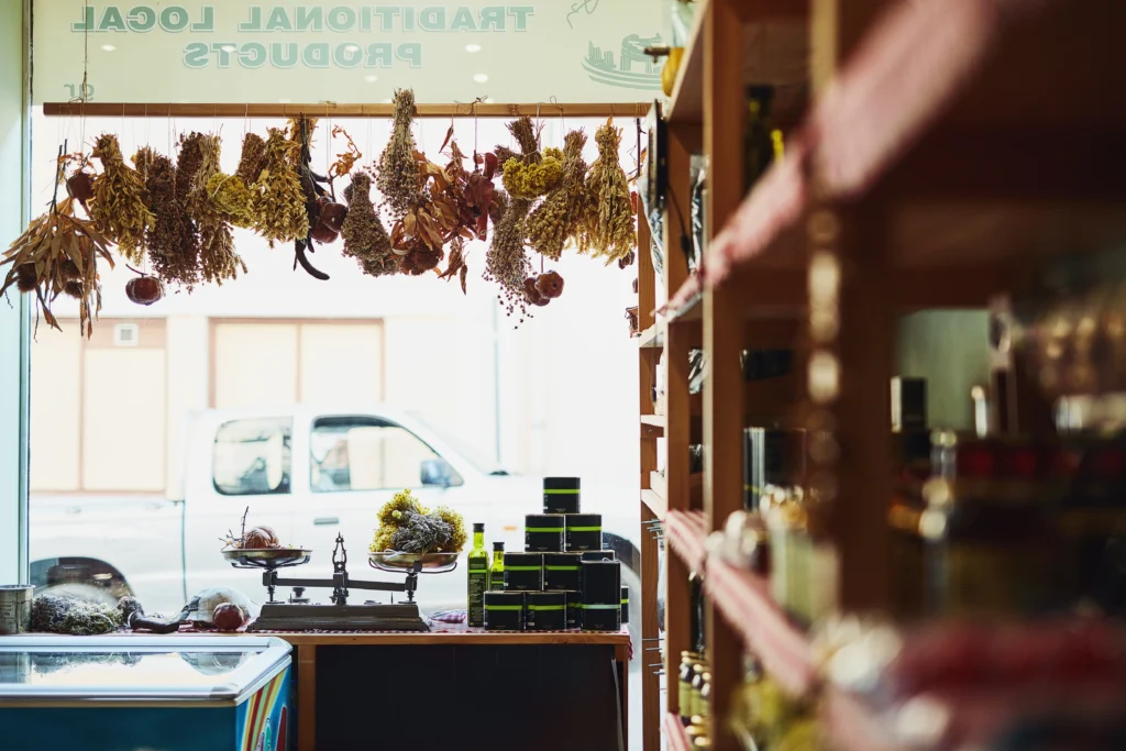 interior of small herb shop ,Alentejo Portugal
