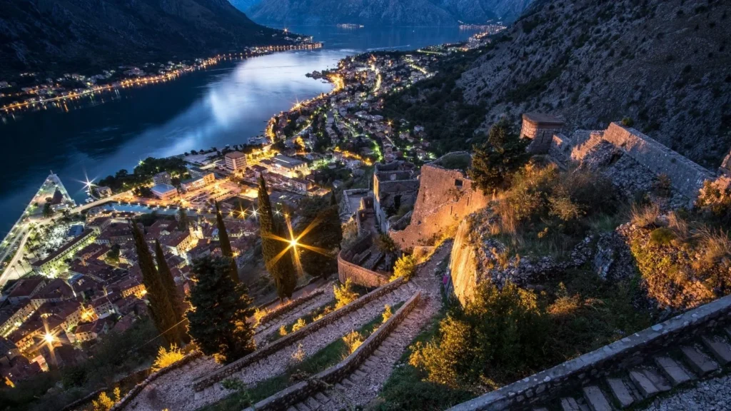 evening view of kotor bay montenegro