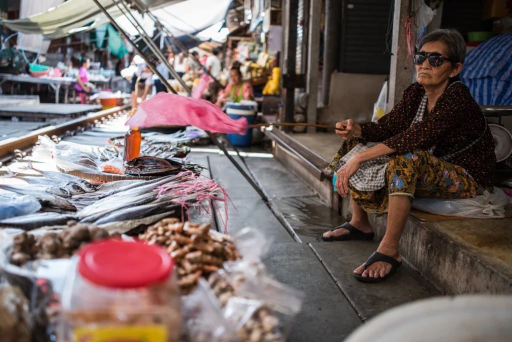 Female vendor at Penanag market, Malaysia