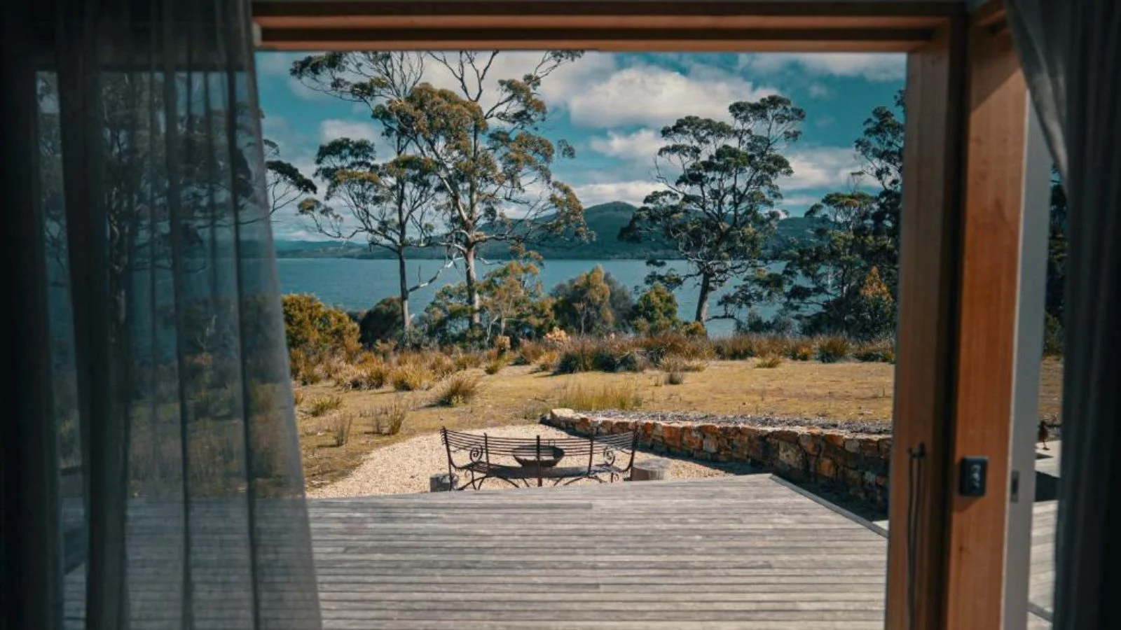 Sea view from a window in Bruny Island
