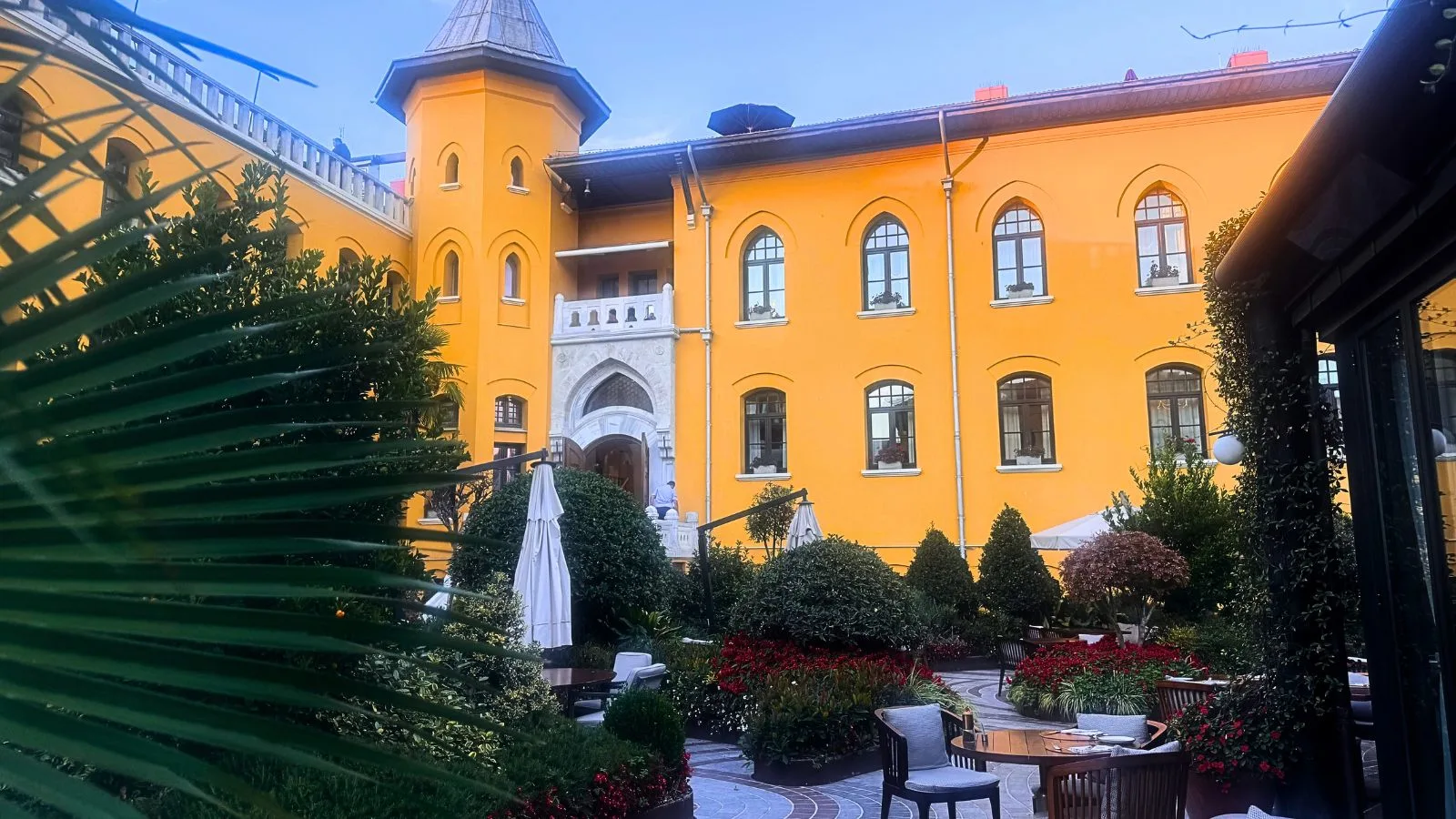 Courtyard view at the Four Seasons Hotel Sultanahmet, Istanbul.