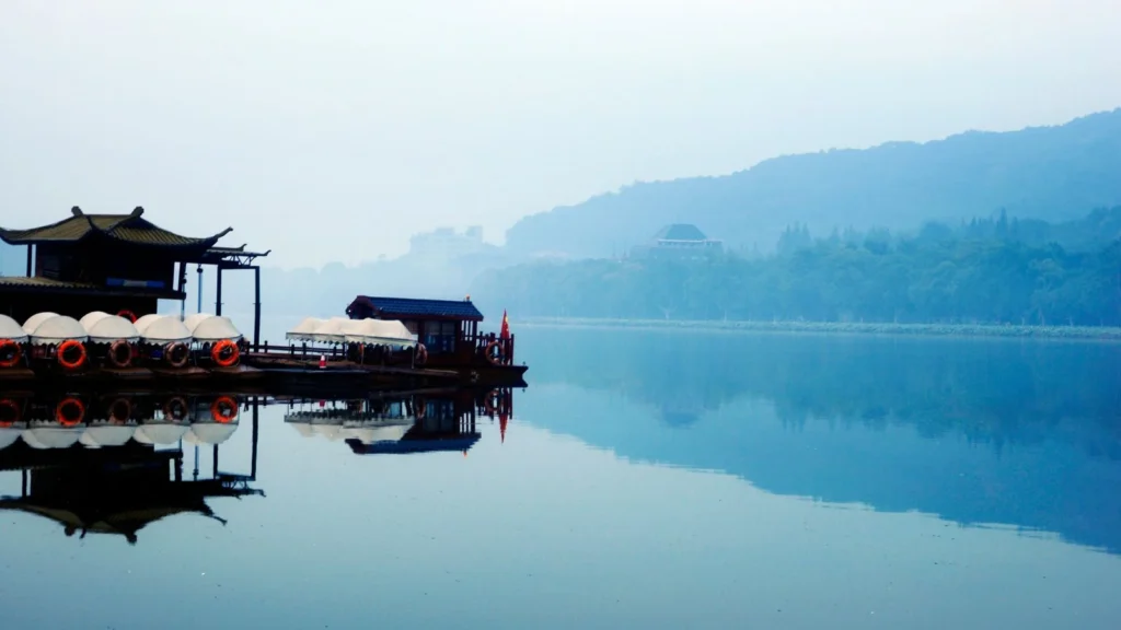 Misty morning at West Lake of Hangzhou, China